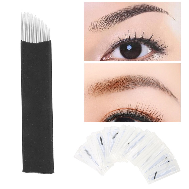 50pcs Eyebrow Microblading Needles Blade Fine Tattooing Permanent Makeup Blades