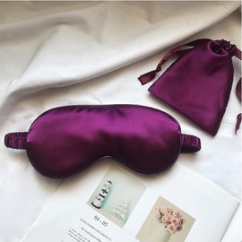 LCBD Silk Satin Sleeping Eye Mask, Dark Purple Sleep Eye Night Blindfold for Women and Men, Eyeshade Cover With Satin Hair Scrunchies and Ear Plugs, Wedding Bridesmaid Gift