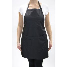 CHARLENE Waterproof and Chemical Proof Adjustable Vinyl Apron for Salon Barber Stylist Groomer Nail Tech Skin Care (Black)