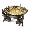 AeraVida Triumphant Elephants Carved Rain Tree Wooden Bowl | Handmade