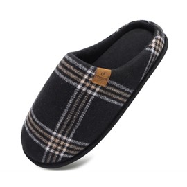 COFACE Mens Cozy Memory Foam Scuff Slippers Casual Slip On Warm House Indoor/Outdoor Shoes Sandal Slippers size 8 Black