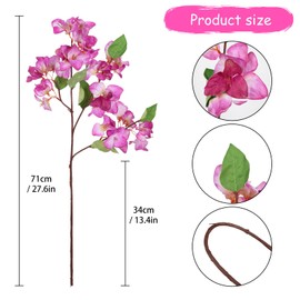 INSUNSIX Light Purple Artificial Bougainvillea 27.5” Vintage 5pcs Bougainvillea Artificial Stems for Tall Vase Wedding Party DIY Aisle Arch Patio Outdoors Or Indoors Home Living Room Decor