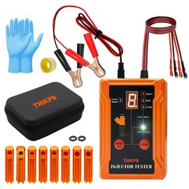 THIKPO Universal Fuel Injector Tester and Cleaner Tool Kit, DIY Cleaning Tool Kit, 8 Pulse Modes, 4 Wire Dual Channel for 2 Fuel Injectors, 8 Size Cleaning Adapters, 12V/5V Output Power