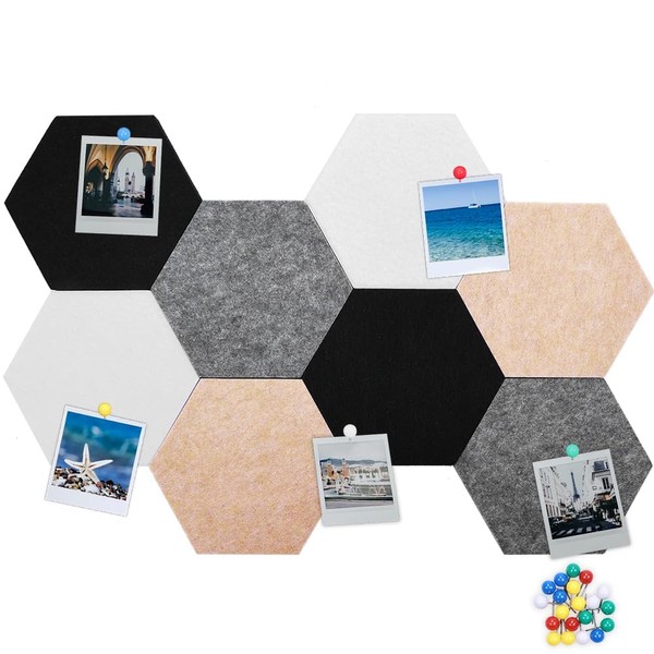 8 Azulejos de Corcho Hexagonales de Fieltro Autoadhesivos, Tableros de