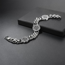 Cupimatch Viking Jewellery for Men: Men's Bracelet Cuban Bracelet Stainless Steel Men's Bracelet Bangle Gifts for Men, Stainless Steel