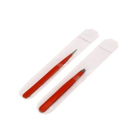 Precise Canada Slant & Pointed Tweezers Set With Pouch, 2-Pack, Stainless Steel, Best For High Precision Daily Beauty Routines, Eyebrows, Ingrown Facial & Nose Hair, Splinters & Ticks (Orange)