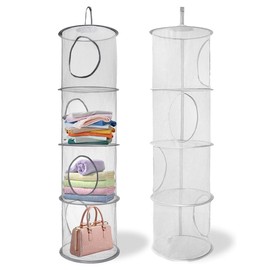 YOYEAH 2 Stück Hängeaufbewahrung - Kuscheltier Aufbewahrung, Aufbewahrung Hängend, 4-Etagen Hängeorganizer, 110 cm Länge, 30 cm Durchmesser, Platzsparend, Für Spielzeug und Kleidung