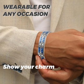 Magnetic Therapy Stainless Steel Bracelet for Men - 15mm Adjustable Jewelry with Single Row Strength Magnets, Gift with Size Adjustment Tool (Silver)