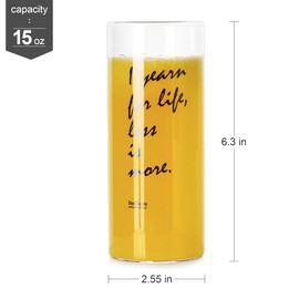 LUXU 15oz Highball Glasses, 2pc Tall Glass Sets. Lead-Free Drinking Glasses. Water Glasses, Mojito Glass Cups,Collins Bar Glassware, and Mixed Drink Cocktail Glass Set