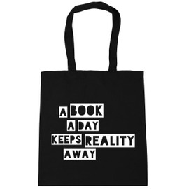 Hippowarehouse a book a day keeps reality away Tote Shopping Gym Beach Bag 42cm x38cm, 10 litres