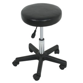 Saicool PU Leather Rolling Stool with Wheels Adjustable Drafting Stool Round Rolling Stool with Foot Rest Swivel Massage Spa Stool for Massage Salon Spa Tattoo Lab Drafting Nail Teach (Black)