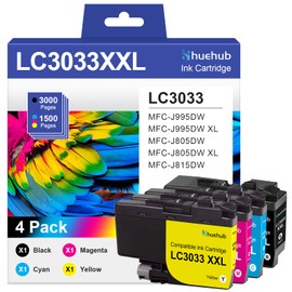 LC3033XXL Ink Super High-Yield Replacement for Brother LC-3033 LC3033 BK/C/M/Y Ink Cartridges for MFC-J995DW MFC-J995DWXL MFC-J815DW MFC-J805DW MFC-J805DWXL Printer, 4-Pack