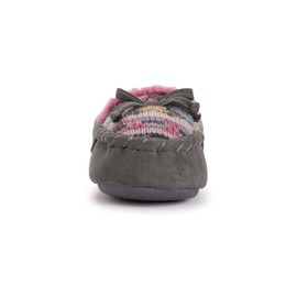 MUK LUKS Patterned Moccasins, Dark Grey Heather, Large Unisex Little_Kid