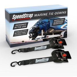 2" x 43" Retractable Marine Transom Tie-Down Straps with Snap S-Hooks - Heavy Duty Tie-Downs for Secure Transport - Universal Fit for Marine Vessels (2 Pack) (Stainless Steel - 1,800 lbs)