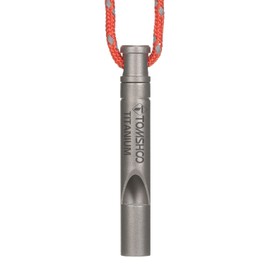 Light Titanium Emergency Whistle with Cord Outdoor Survival Camping Hiking Exploring