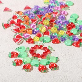 160 Pcs Nail Charms Colorful Fruit Flatback Beads Cute Nail Charms DIY Craft Accessories for Nails Scrapbooking Ornament