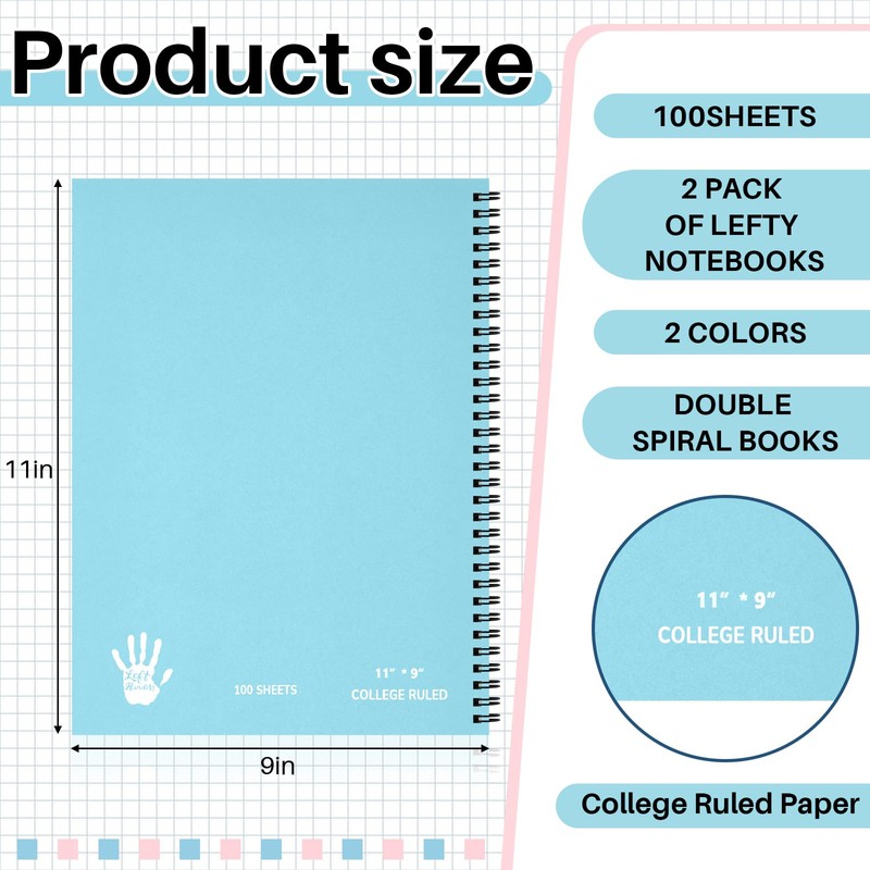 Jutom 2 Pads Jumbo Left Handed Notebook 11" x 8.5"