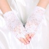 DreamHigh Women Wrist Length Lace Half Finger Gloves (White)
