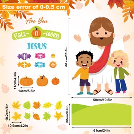 Motiskyy 68 Pcs Are You Fall-o-ween Jesus Door Decor Kit Classroom Bulletin Board Set Jesus with People in Autumn Pumpkin Leaf Candy Cutouts for Back to School Chalkboard Wall Thanksgiving Party Decor