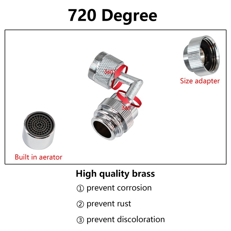 720 Degree Swivel Faucet to Garden Hose Adapter,3/4 Inch GHT