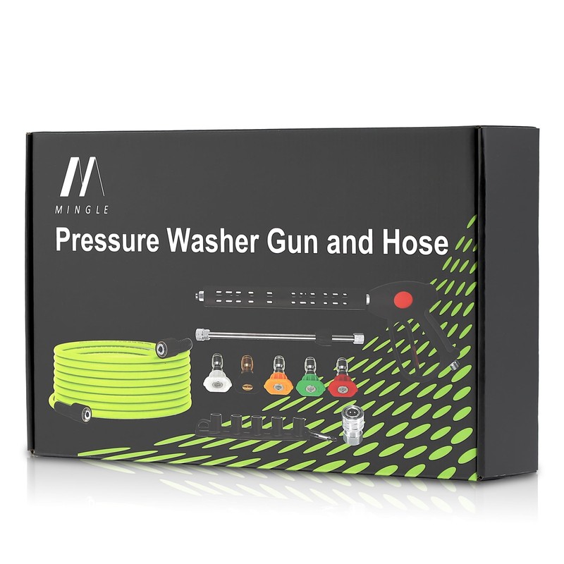 M MINGLE Pressure Washer Hose and Gun Kit, 25 FT