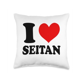 I Love Seitan Vegan Vegetarian Throw Pillow