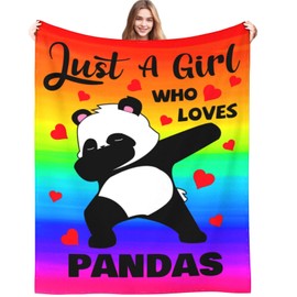 DUMTUTY Cute Panda Blanket Just A Girl Who Loves Panda Throw Blankets Panda Stuff Bed Bedding Decor Gifts for Kids Boys Girls Toddler Adults 60"x50"