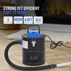 GoCampDirect Ash Vacuum Cleaner -3.2 Gallon Fireplace Ash Vac with 800w Powerful Hose Non-Woven Dust Separator | Dry Stove Vacuum for Fireplaces Pellet Grill Wood Stove Fire Pits Blue