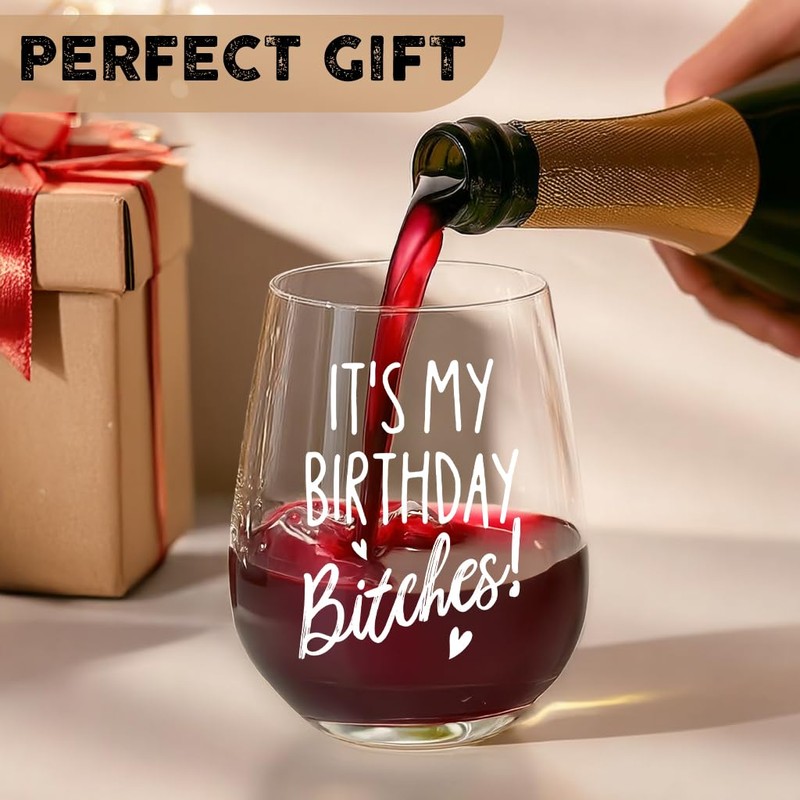 Funny Birthday Wine Glass Gift for Women, Mom, Grandma, Best