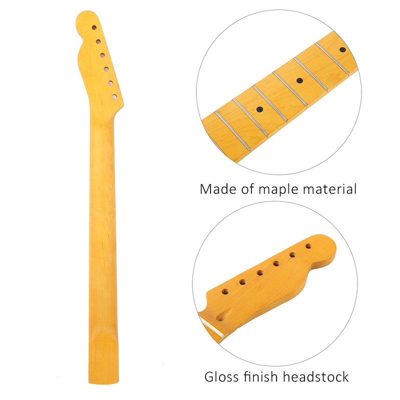 21-Fret Electric Guitar Neck Black Tone Point Handle Yellow Matte
