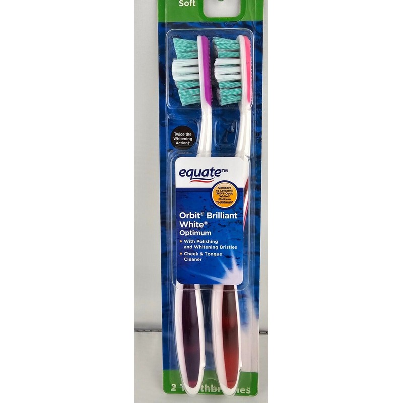 Equate Orbit Brilliant White Optimum Soft Bristle Toothbrush, 4 Pack