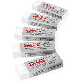 Faber-Castell – Pack of 5 Dust-Free Erasers, White