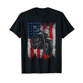 Motorcycle Graphic Men's Biker American Flag T-Shirt