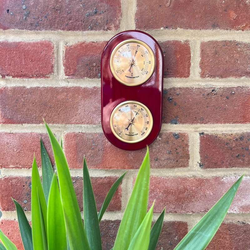 Wooden Barometer & Thermometer | Weather station wall room indoor