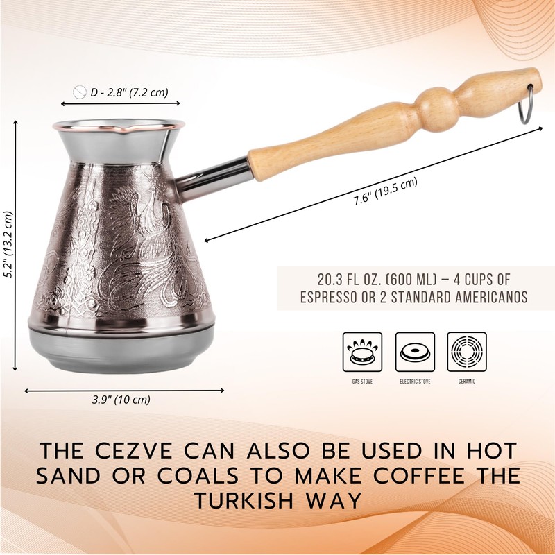STP Goods Copper Turkish Coffee Pot Cezve 20.3 oz