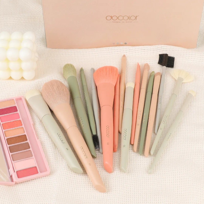 Set De Brochas Docolor De Maquillaje, Coloridas, 17 Piezas