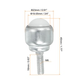 PATIKIL Roller Ball Transfer Bearing 3/4", 8 Pack Load 15lbs Stud Mounted Nylon Ball Rotation Caster Unit for Conveyor Roller Stand Transmission