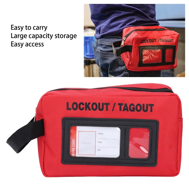 Lockout Bag for Lockout Tagout Devices, Large Capacity, Zippered Design,
