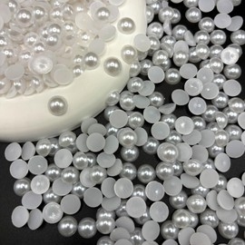 600PCS Flat Back Half Pearls, 10mm White Half Round Flatback Pearls Gems Beads for Crafts Jewlery, Loose Pearl Beads Gem for Shoes, Cup, Wedding, Decor Hair, Nail Art Decoration