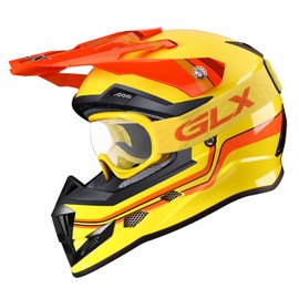 GLX GX623 Youth ATV/Dirt Bike Helmet Combo - Retro Yellow, X-Large - DOT