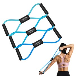 UZTUGG Figure 8 Fitness Resistance Bands with Handles - Exercise Bands Set of 3 for Arm and Shoulder Stretch, Physical Therapy, Yoga, Pilates, Rope 8 Word Elastic for Women and Men