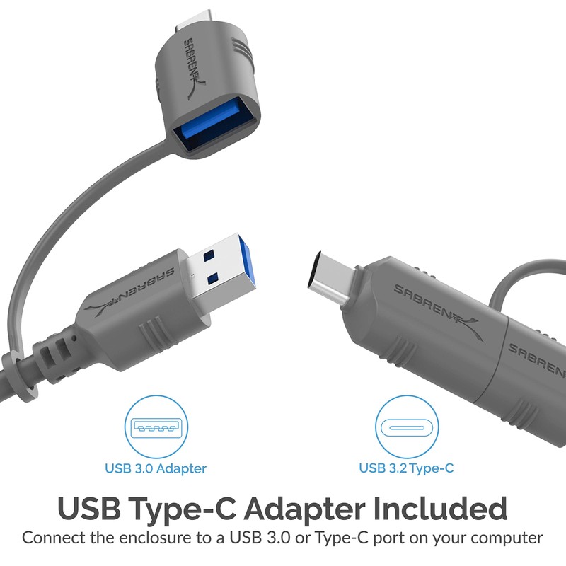 SABRENT M.2 NVMe Enclosure, SSD M2 PCIe USB C 3.2
