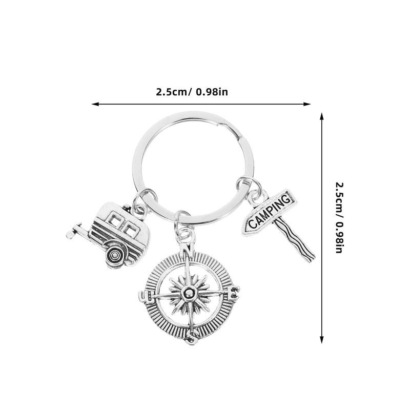 TOYANDONA Pack of 2 Camping Keychain Compass Keychain Camping Key
