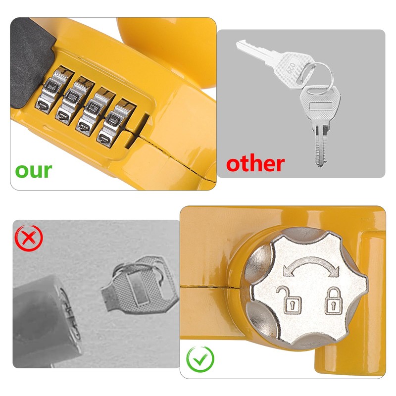 LCGP Yellow Trailer Hitch Lock with Combination Lock, Fits 1-7/8,2