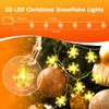 Ninonly Lichterkette Weihnachten, 7.5M 50 LED Lichterketten Schneeflocke Weihnachtsdeko, 8
