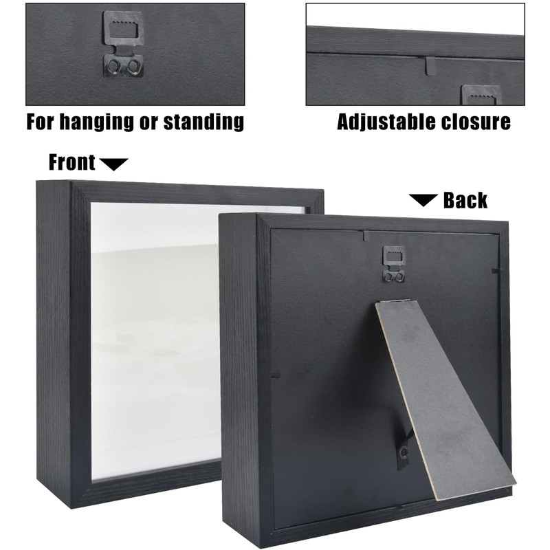 OctBird 8x8 Shadow Box Frame, Black Shadow Box Display Case,