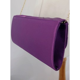 LeahWard Women's Satin Large Bow Clutch Bag Wedding Holiday Party Soft Handbag (Purple)