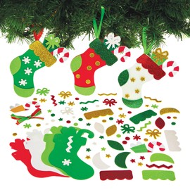 Baker Ross FX776 Christmas Stocking Mix and Match Decoration Kits - Pack of 8, Christmas Decoration Arts and Crafts for Kids