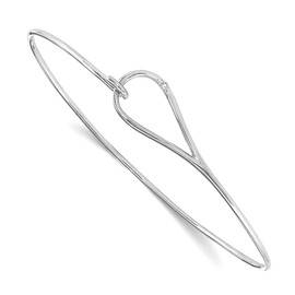 JewelryWeb 925 Sterling Silver Polished Hook clasp White Ice .01 Ct Diamond Bangle Bracelet 1mm Wide Cuff-Bracelet for Women