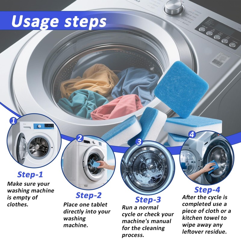 Washing Machine Cleaner, Deep Clean Formula, 24 Pieces, Deodorizes and